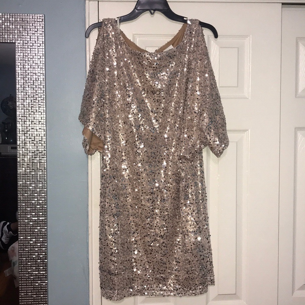 Sequined Mini Dress in Champagne